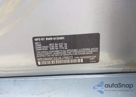 2018 BMW M3 Cs from USA, damaged, VIN WBS8M9C52J5J78623